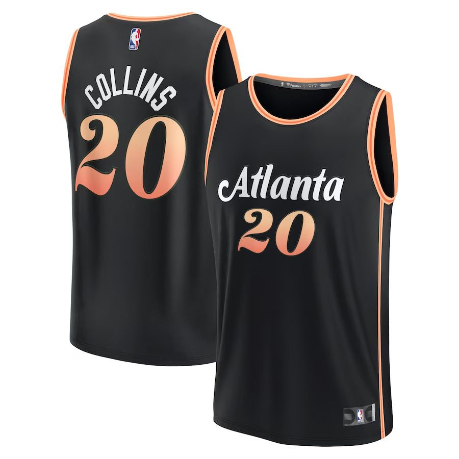 Men Atlanta Hawks 20 John Collins Fanatics Branded Black 2022-23 Fastbreak NBA Jersey